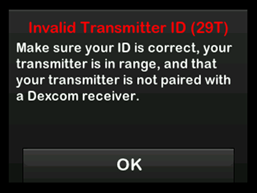 Image_of_pump_alert_for_Invalid_Transmitter_ID__29T_._The_alert_says_to_make_sure_your_ID_is_correct__your_transmitter_is_in_range__and_that_your_transmitter_is_not_paired_with_a_Dexcom_reciever.png