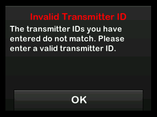 Image of invalid transmitter screen due to mismatched ID numbers.png