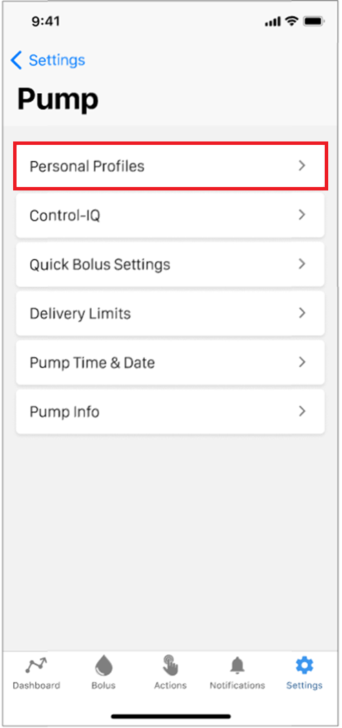 Image of Tandem Mobi Pump settings screen with Personal Profiles selected.png