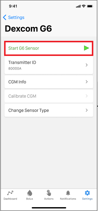 Image of Tandem Mobi Dexcom G6 Sensor Start.PNG