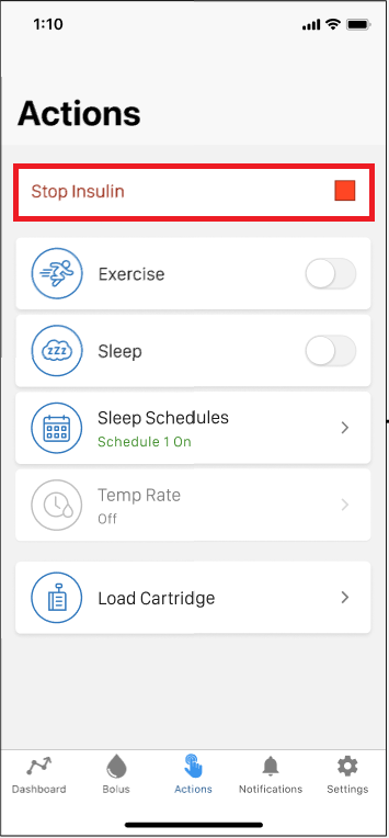 Image of Tandem Mobi Actions Screen with Stop Insulin Selected.PNG